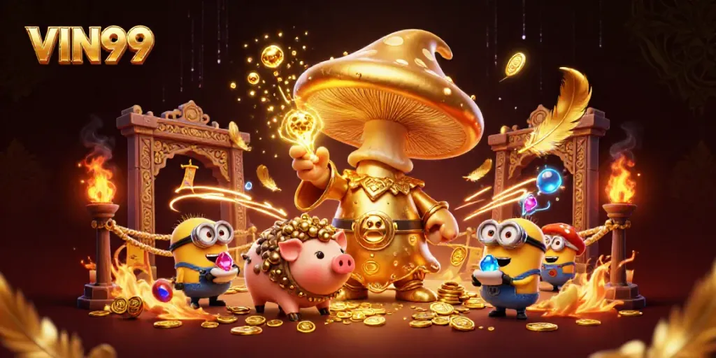 Engage in thrilling casino adventures at VIN99 with magical 3D characters and golden treasures.