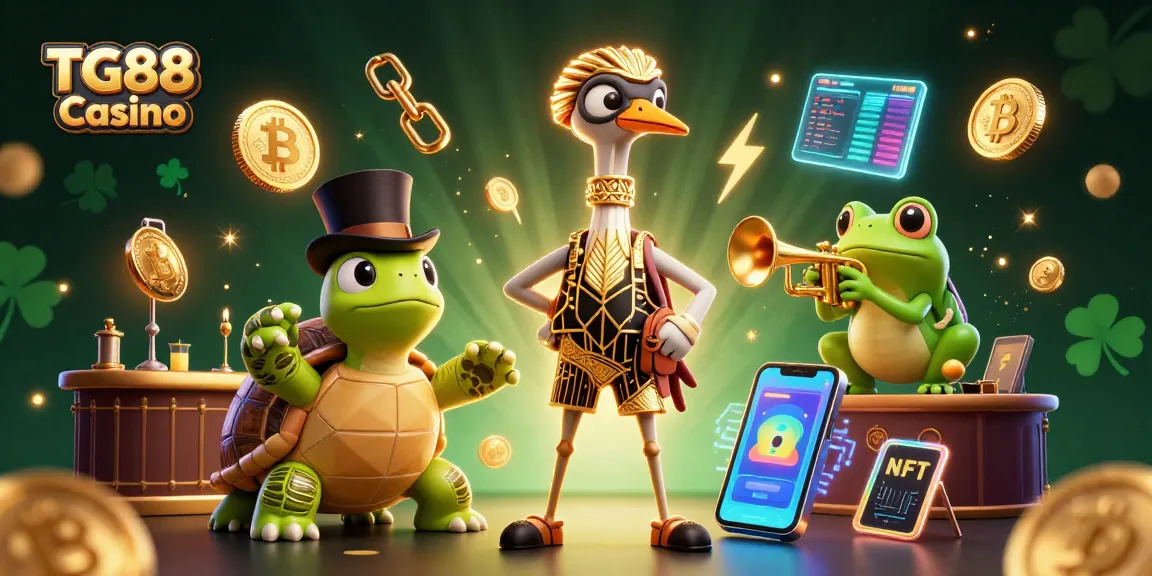Experience the excitement at TG88 Casino with lively characters, vibrant coins, and dynamic gaming elements.