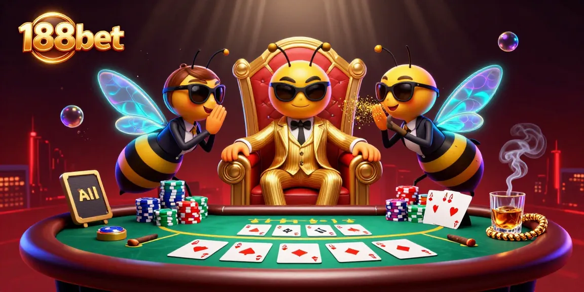 Experience thrilling poker action at 188bet with a captivating 3D illustration featuring a casino scene.