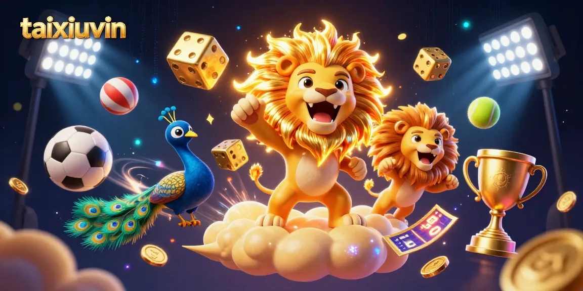 Experience thrilling gameplay and sports luck with the taixiuvin exhilarating casino illustration.