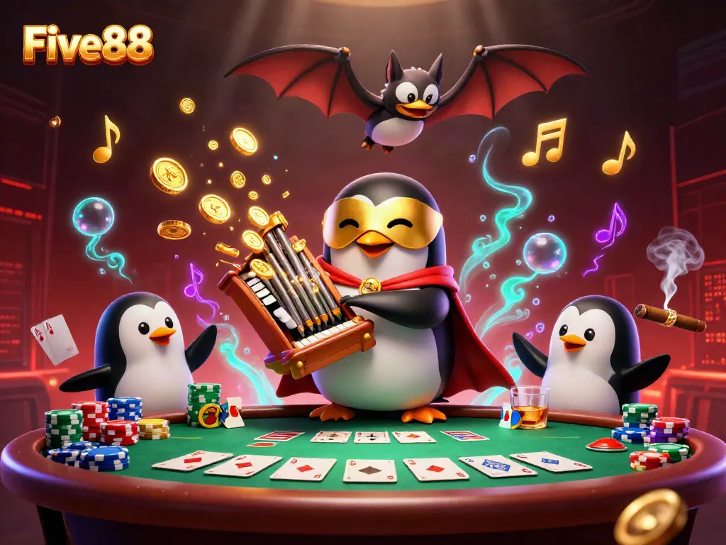 Experience thrilling gameplay at Five88 with an enchanting 3D casino illustration showcasing vibrant characters and dynamic elements.