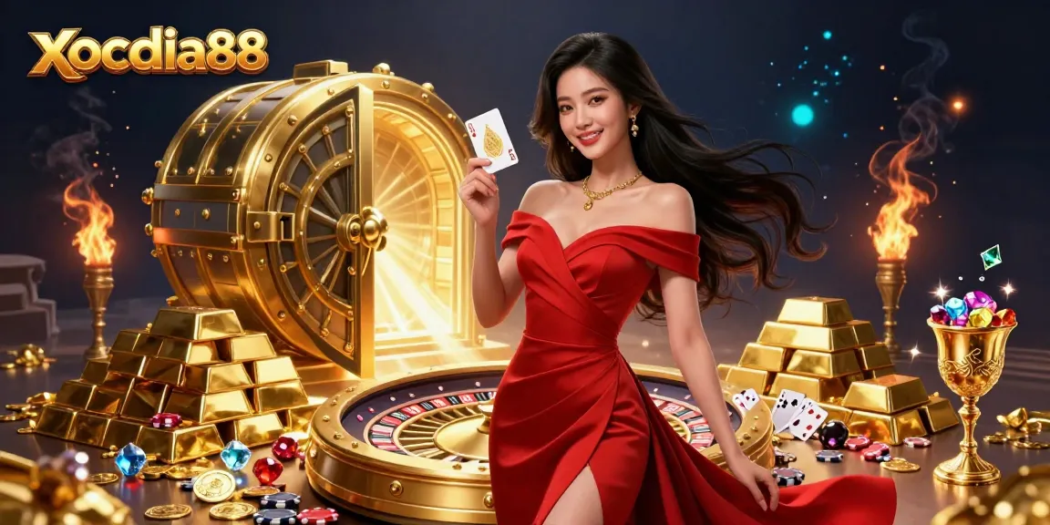 Experience thrilling wins at xocdia88 with a beautiful player amidst the casino excitement.