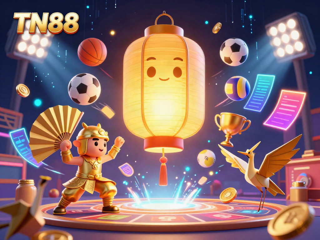Embrace the excitement of TN88 with a vibrant casino scene showcasing dynamic characters and thrilling game elements.