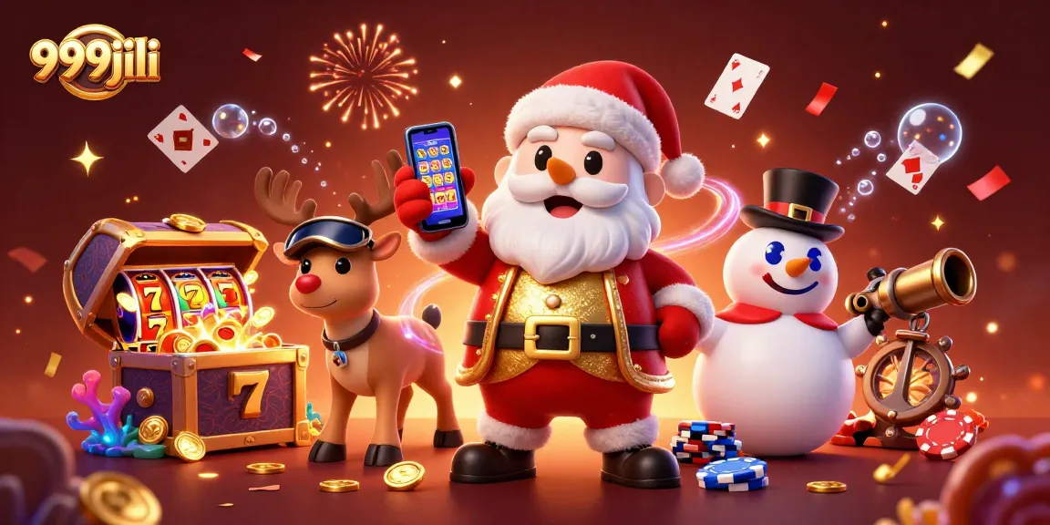 Experience thrilling gameplay with 999jili featuring Santa Claus in a casino setting, celebrating big wins!