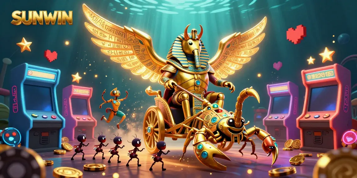 Engage in thrilling gameplay at SUNWIN, navigating vibrant games with golden scarabs and scorpions.