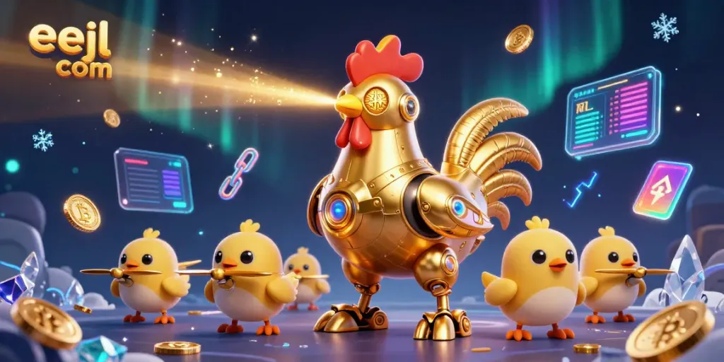 Engage with thrilling slots as eejl com presents a golden rooster robot in a vibrant casino