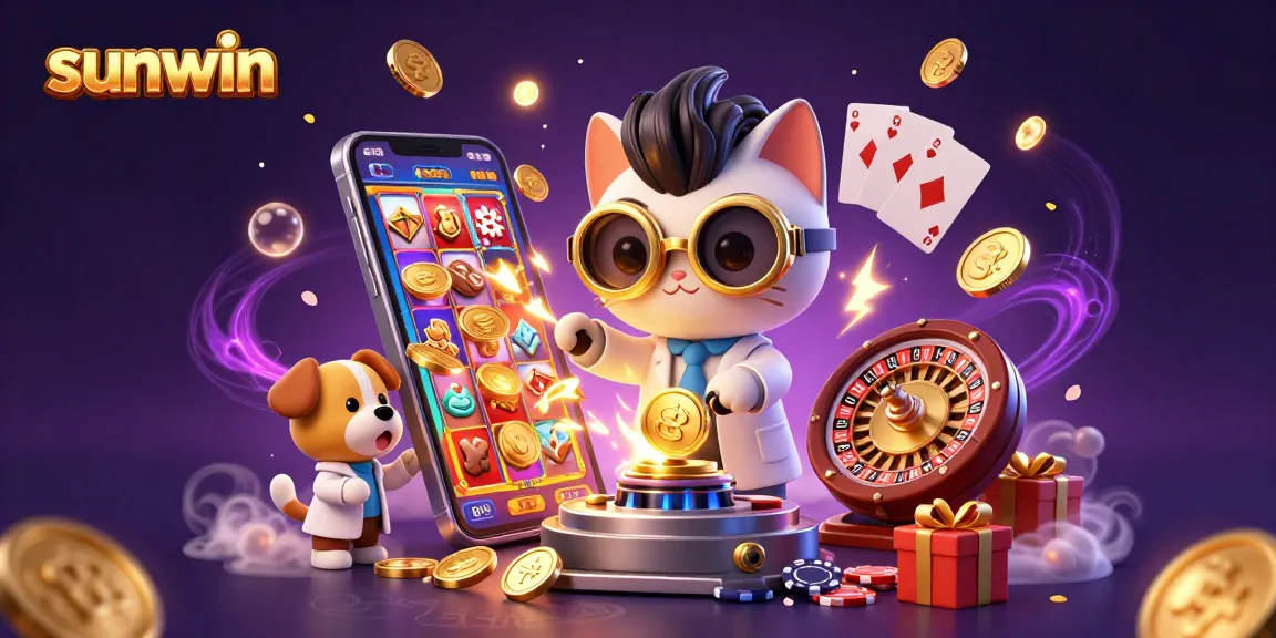 Experience the excitement of sunwin with a mad scientist cat and dog among casino games.