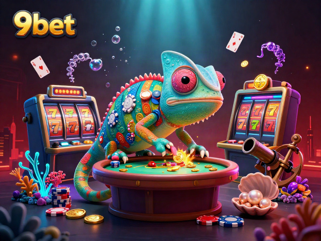 Experience the vibrant world of 9bet with engaging casino elements and colorful animations.
