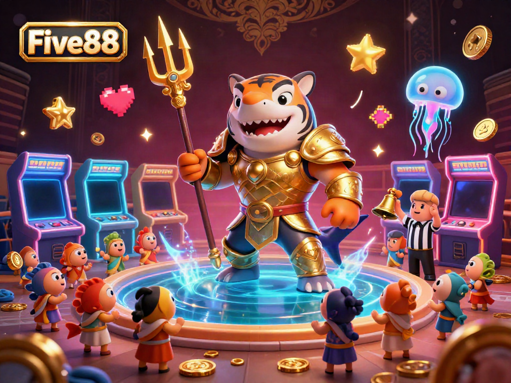 Engage with Five88's exciting games and promotions in a vibrant underwater casino setting.