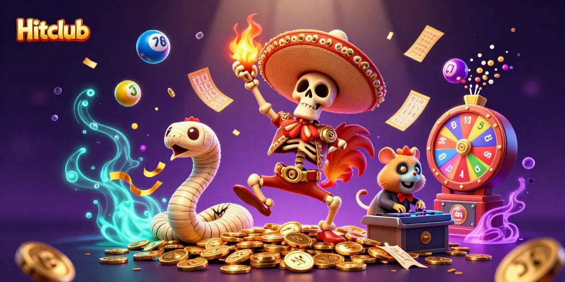Experience the thrill of gaming at Hitclub with vibrant characters and casino elements.