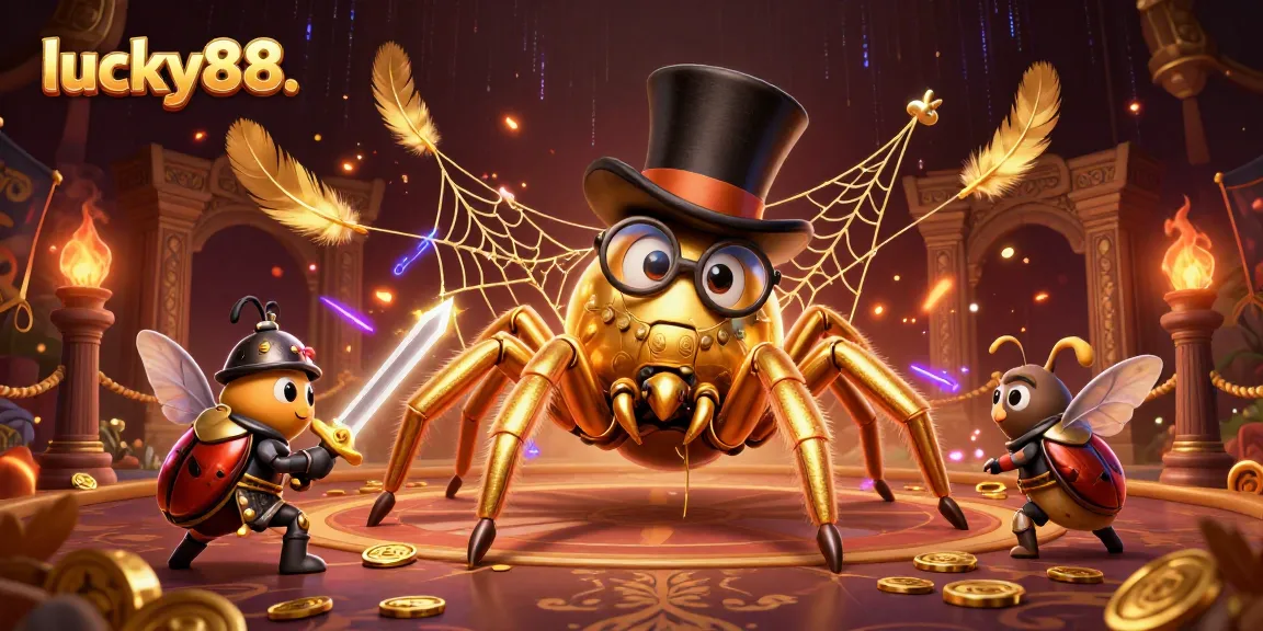 Engage in ultimate gaming with lucky88., featuring a giant tarantula in a casino scene.