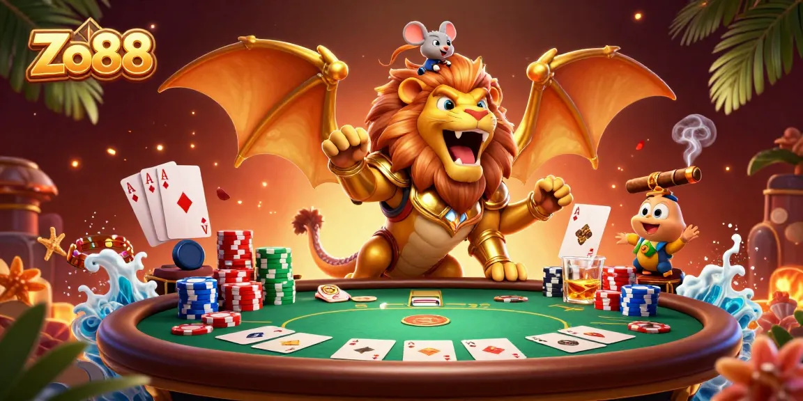 Experience dynamic gaming action with Zo88, featuring a triumphant chimera and poker elements.