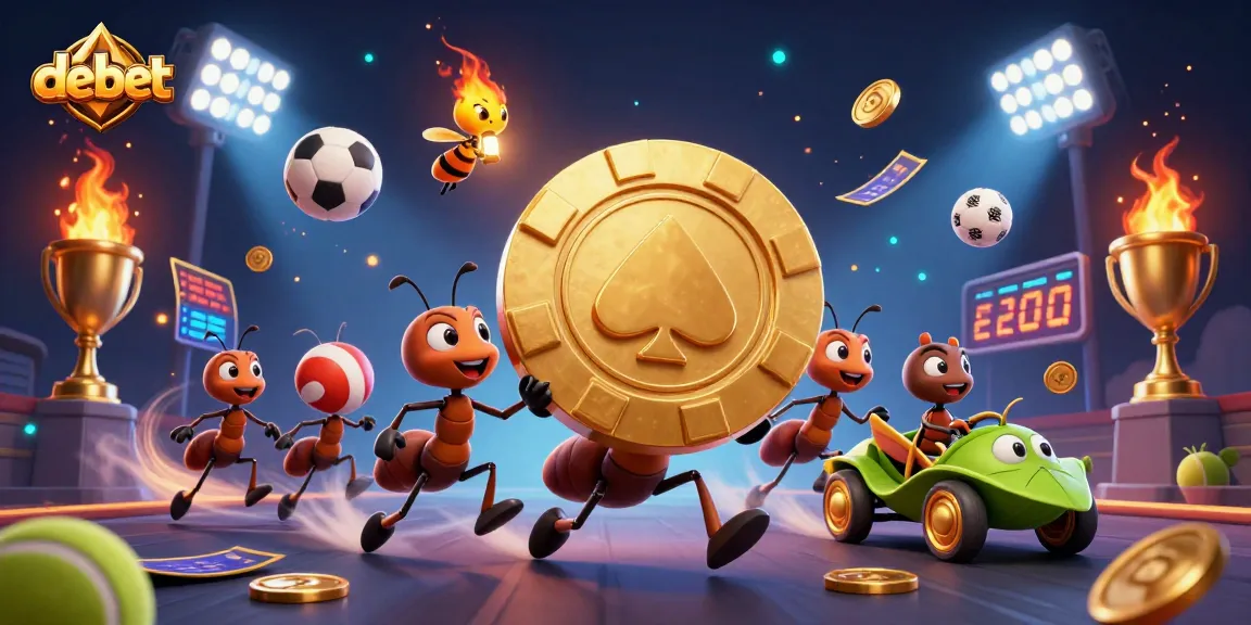 Engage with debet in an exciting heist scene featuring ants and sports elements in vibrant 3D!