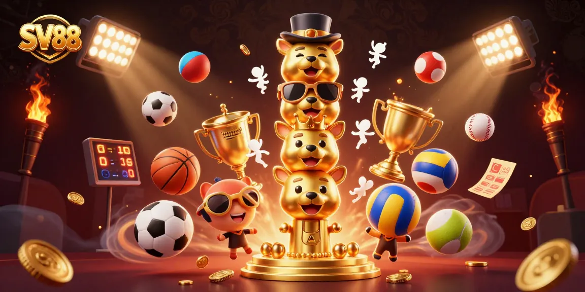 SV88 showcases dynamic sports betting action with vibrant casino elements and engaging character designs.