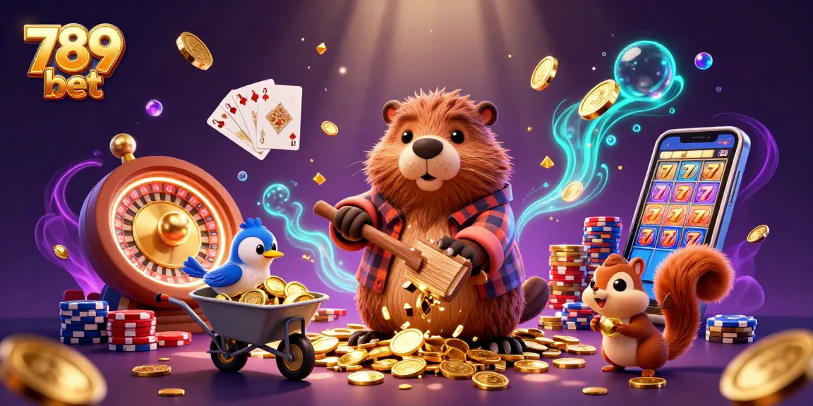 Experience vibrant scenes of gaming with 789 bet's animated characters amidst sparkling casino elements.