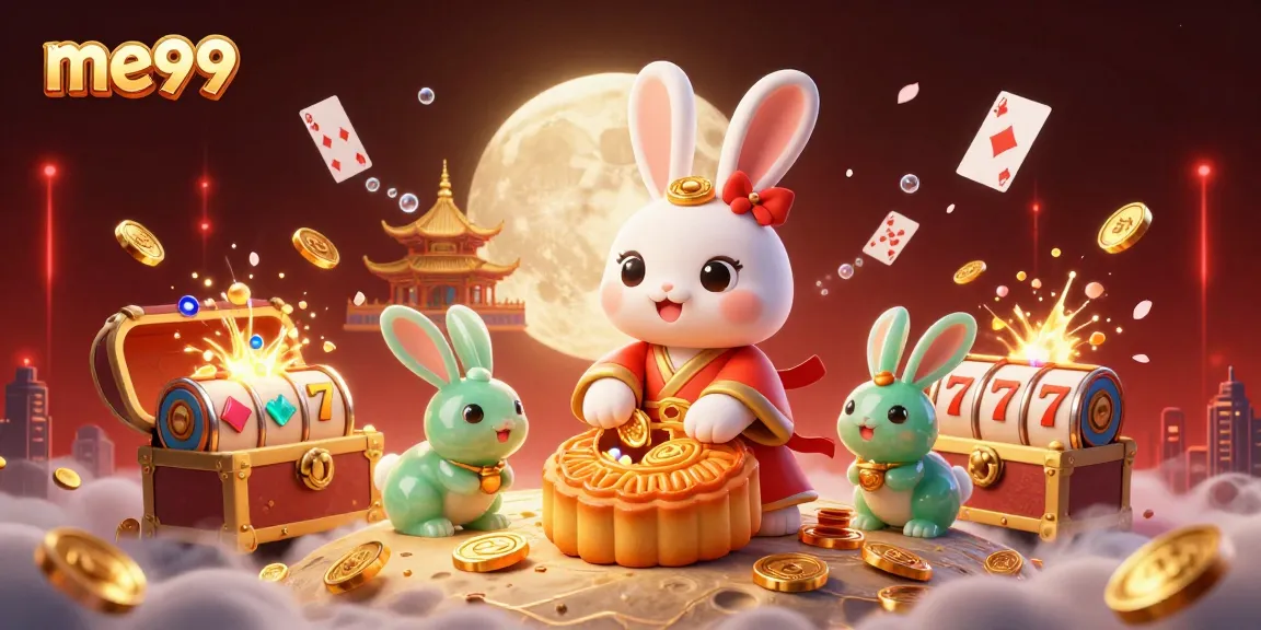 Play with me99 and enjoy an exciting scene filled with slots and poker chips.