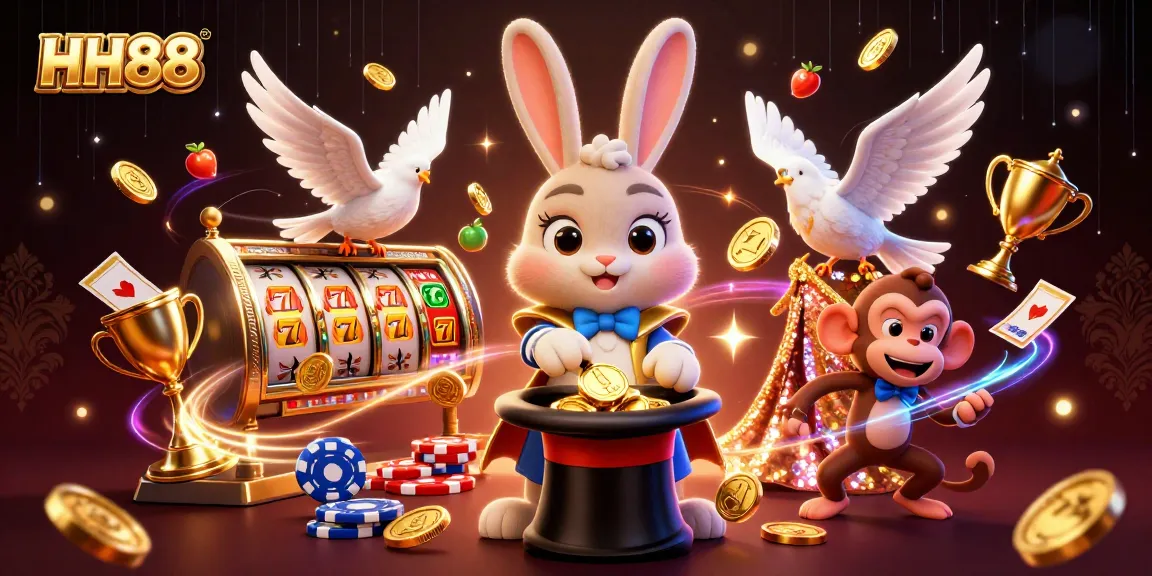 HH88 showcases a magician rabbit pulling coins, exciting players with enchanting gaming elements