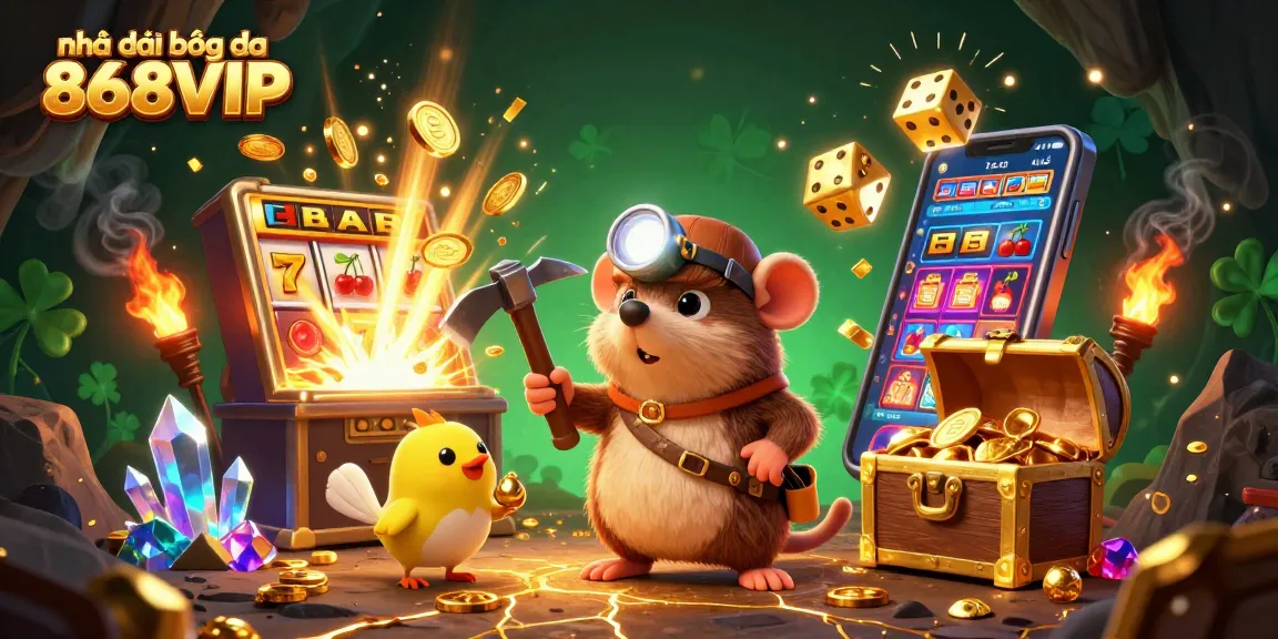 Experience the thrill at nhà cái bóng đá 868VIP with a vibrant 3D cartoon illustration showcasing an exciting treasure-themed casino.