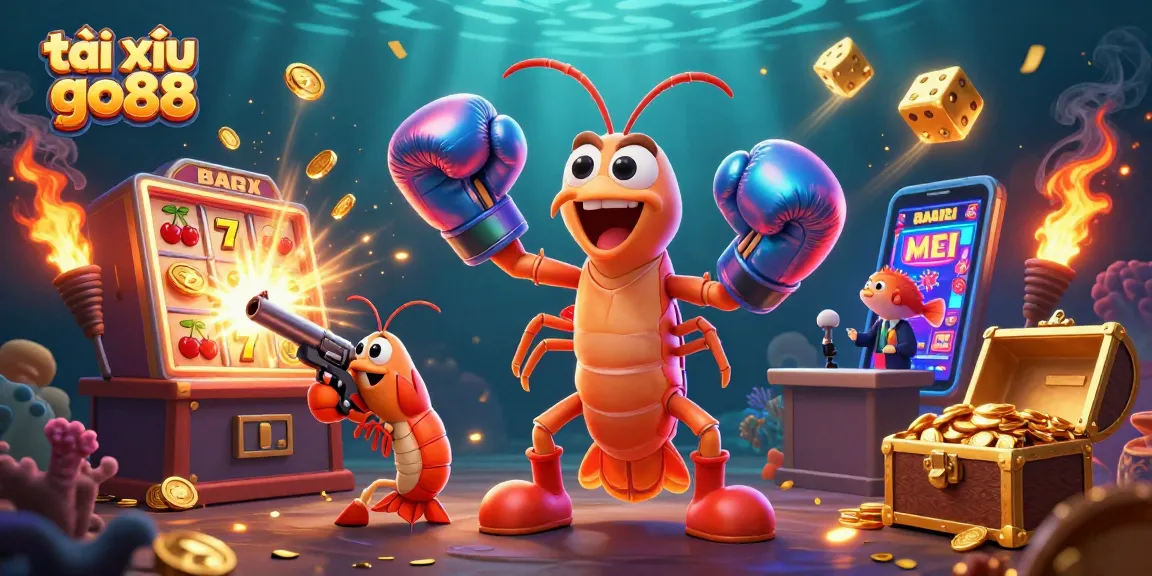 Engage in tài xỉu go88 with vibrant gaming elements, showcasing thrilling casino action and dynamic characters.