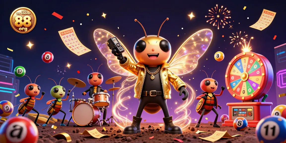 Experience excitement with nhà cái uy tín 88 org as colorful lottery elements and a rock star unite in this vibrant 3D scene.