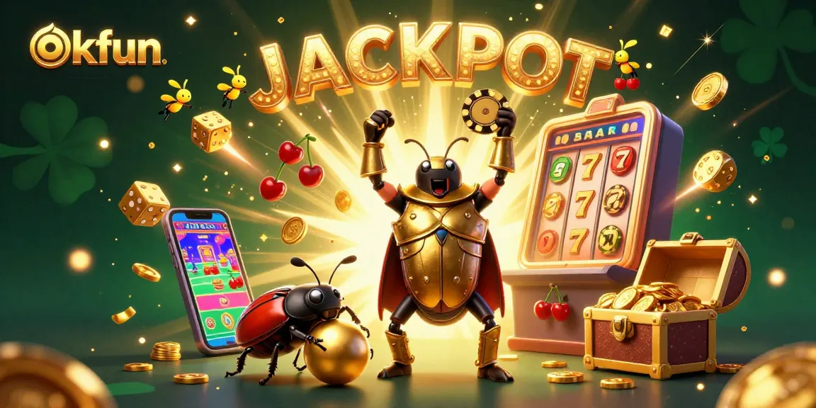 Engage in thrilling okfun jackpot moments with vibrant 3D casino characters and winning icons.