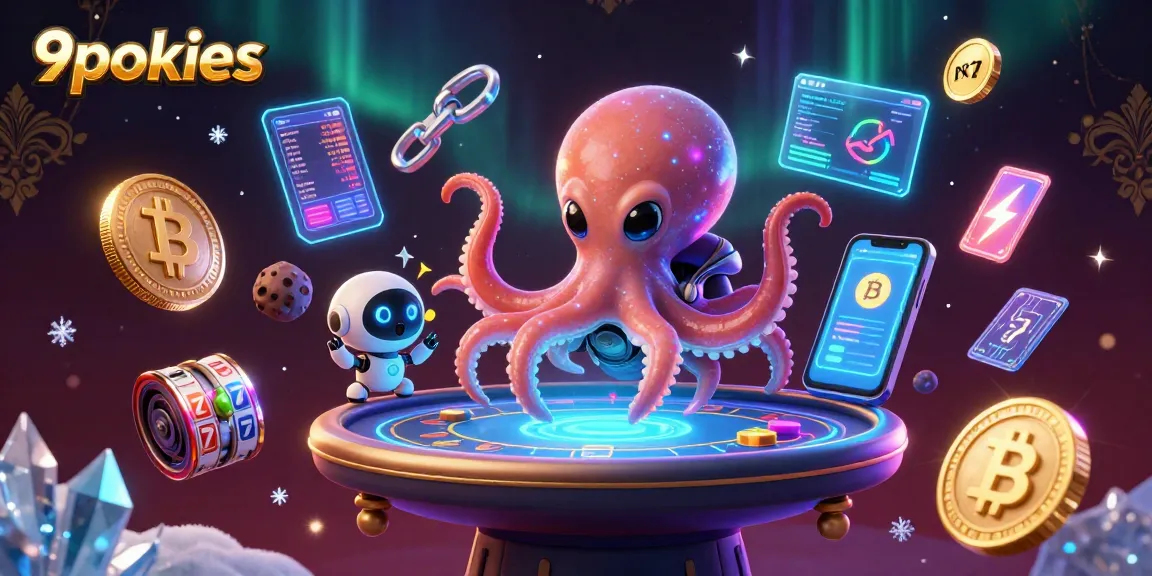 Engage in the vibrant 9pokies universe with a thrilling holographic poker scene.