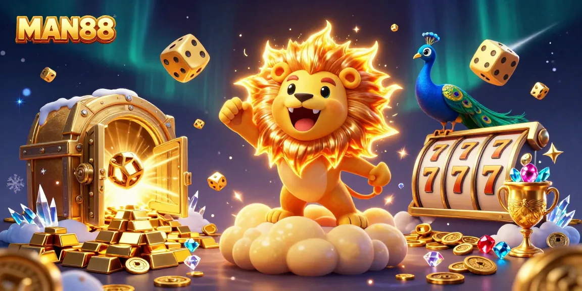 Engage in thrilling games at MAN88 while winning with golden treasures and vibrant casino elements.